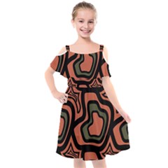 Abstract Pattern Geometric Backgrounds Kids  Cut Out Shoulders Chiffon Dress by Eskimos