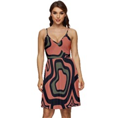 Abstract Pattern Geometric Backgrounds V-neck Pocket Summer Dress 