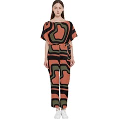 Abstract Pattern Geometric Backgrounds Batwing Lightweight Chiffon Jumpsuit by Eskimos