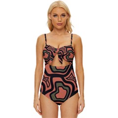 Abstract Pattern Geometric Backgrounds Knot Front One-piece Swimsuit