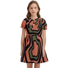 Abstract Pattern Geometric Backgrounds Kids  Bow Tie Puff Sleeve Dress by Eskimos