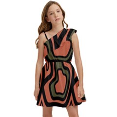 Abstract Pattern Geometric Backgrounds Kids  One Shoulder Party Dress by Eskimos