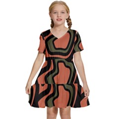 Abstract Pattern Geometric Backgrounds Kids  Short Sleeve Tiered Mini Dress by Eskimos