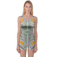 Abstract Pattern Geometric Backgrounds One Piece Boyleg Swimsuit by Eskimos