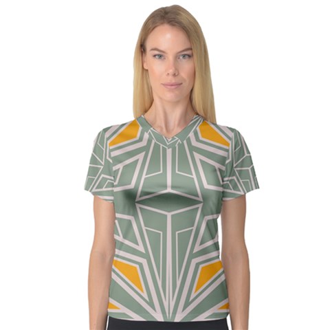 Abstract Pattern Geometric Backgrounds V-neck Sport Mesh Tee by Eskimos