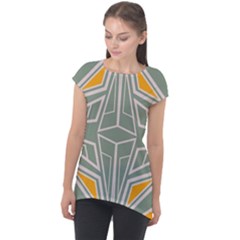 Abstract Pattern Geometric Backgrounds Cap Sleeve High Low Top by Eskimos