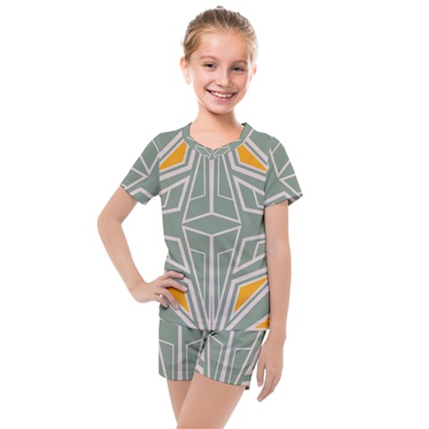 Abstract Pattern Geometric Backgrounds Kids  Mesh Tee And Shorts Set by Eskimos