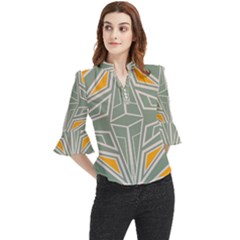 Abstract Pattern Geometric Backgrounds Loose Horn Sleeve Chiffon Blouse