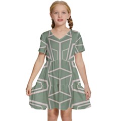 Abstract Pattern Geometric Backgrounds Kids  Short Sleeve Tiered Mini Dress by Eskimos