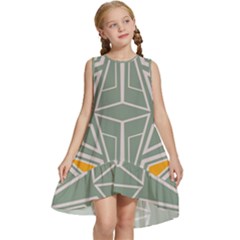 Abstract Pattern Geometric Backgrounds Kids  Frill Swing Dress by Eskimos