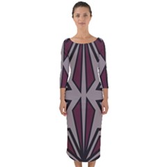 Abstract Pattern Geometric Backgrounds Quarter Sleeve Midi Bodycon Dress by Eskimos