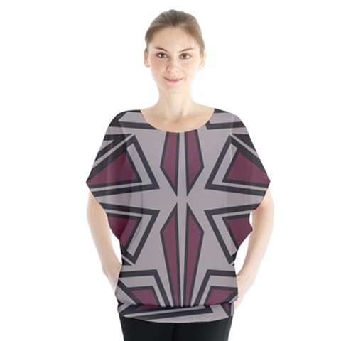 Abstract Pattern Geometric Backgrounds Batwing Chiffon Blouse by Eskimos