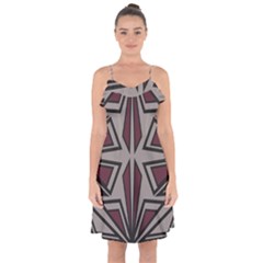 Abstract Pattern Geometric Backgrounds Ruffle Detail Chiffon Dress by Eskimos