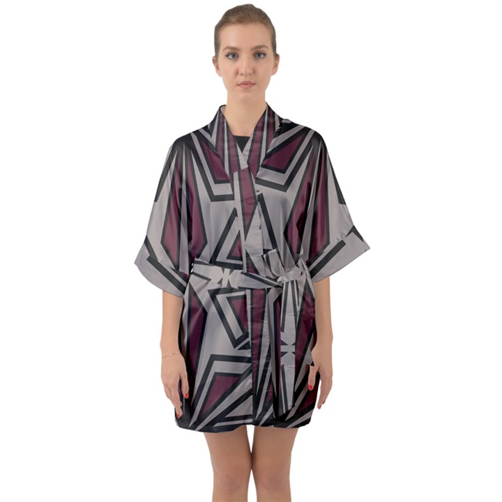 Abstract pattern geometric backgrounds Half Sleeve Satin Kimono 