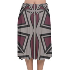 Abstract Pattern Geometric Backgrounds Velvet Flared Midi Skirt by Eskimos