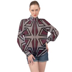 Abstract Pattern Geometric Backgrounds High Neck Long Sleeve Chiffon Top by Eskimos