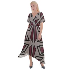 Abstract Pattern Geometric Backgrounds Cross Front Sharkbite Hem Maxi Dress by Eskimos