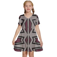 Abstract Pattern Geometric Backgrounds Kids  Short Sleeve Tiered Mini Dress by Eskimos