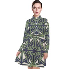 Abstract Pattern Geometric Backgrounds Long Sleeve Chiffon Shirt Dress by Eskimos