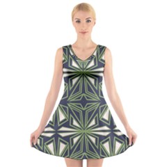 Abstract Pattern Geometric Backgrounds V-neck Sleeveless Dress by Eskimos