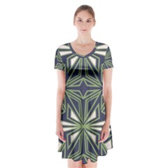 Abstract Pattern Geometric Backgrounds Short Sleeve V-neck Flare Dress by Eskimos