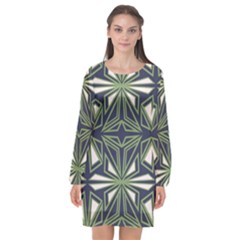 Abstract Pattern Geometric Backgrounds Long Sleeve Chiffon Shift Dress  by Eskimos