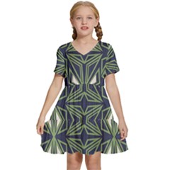 Abstract Pattern Geometric Backgrounds Kids  Short Sleeve Tiered Mini Dress by Eskimos