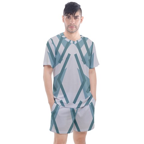 Abstract Pattern Geometric Backgrounds Men s Mesh Tee And Shorts Set by Eskimos