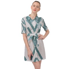 Abstract Pattern Geometric Backgrounds Belted Shirt Dress by Eskimos