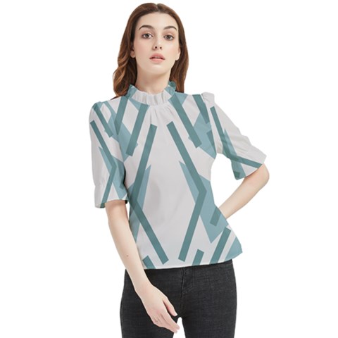 Abstract Pattern Geometric Backgrounds Frill Neck Blouse by Eskimos