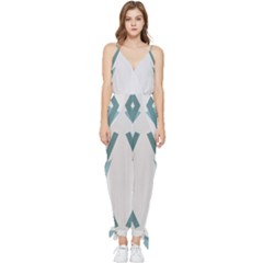 Abstract Pattern Geometric Backgrounds Sleeveless Tie Ankle Chiffon Jumpsuit by Eskimos