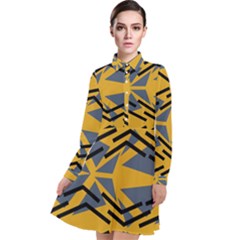 Abstract Pattern Geometric Backgrounds Long Sleeve Chiffon Shirt Dress by Eskimos