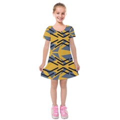 Abstract Pattern Geometric Backgrounds Kids  Short Sleeve Velvet Dress by Eskimos