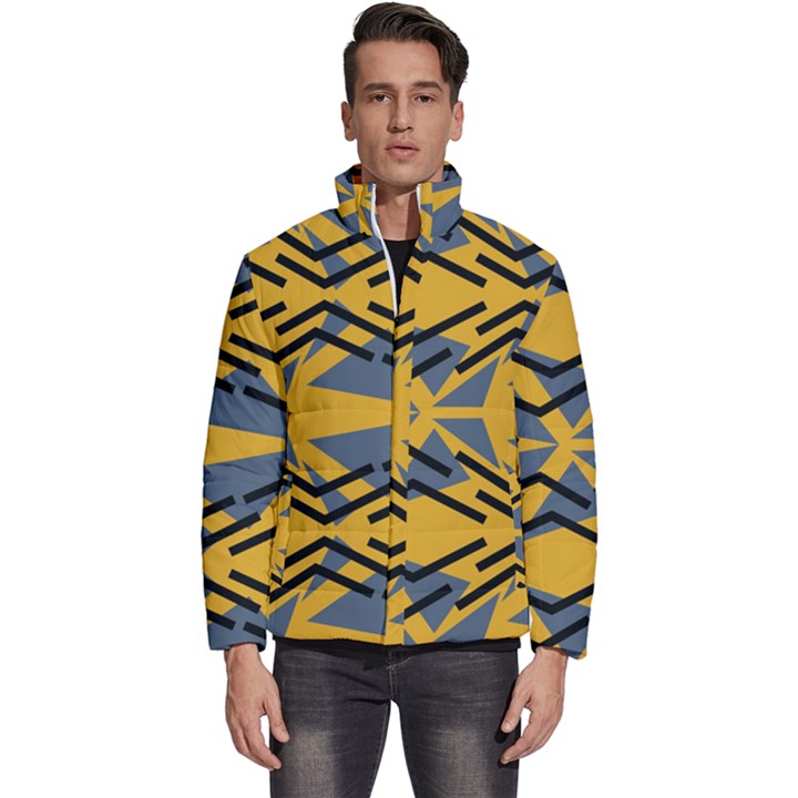 Abstract pattern geometric backgrounds Men s Puffer Bubble Jacket Coat