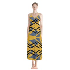 Abstract Pattern Geometric Backgrounds Button Up Chiffon Maxi Dress by Eskimos