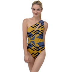 Abstract Pattern Geometric Backgrounds To One Side Swimsuit by Eskimos