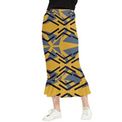 Abstract Pattern Geometric Backgrounds Maxi Fishtail Chiffon Skirt by Eskimos