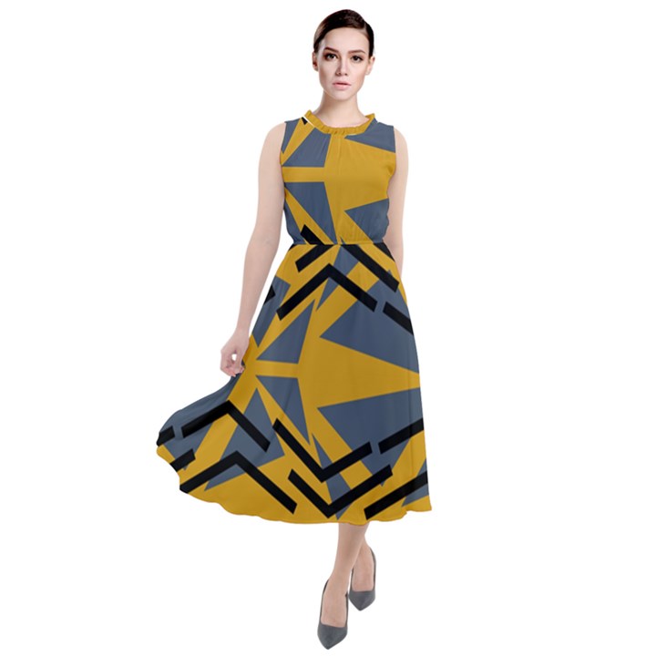 Abstract pattern geometric backgrounds Round Neck Boho Dress