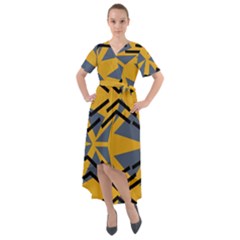 Abstract Pattern Geometric Backgrounds Front Wrap High Low Dress by Eskimos