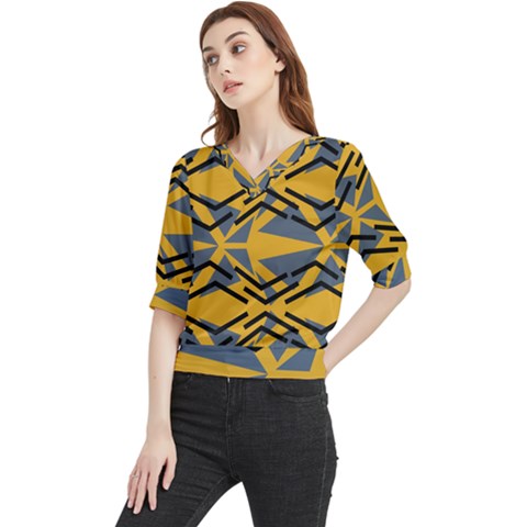 Abstract Pattern Geometric Backgrounds Quarter Sleeve Blouse by Eskimos