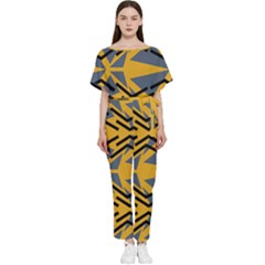 Abstract Pattern Geometric Backgrounds Batwing Lightweight Chiffon Jumpsuit by Eskimos