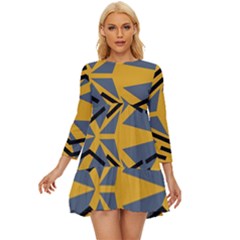 Abstract Pattern Geometric Backgrounds Long Sleeve Babydoll Dress