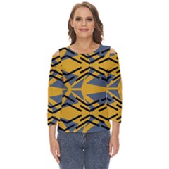 Abstract Pattern Geometric Backgrounds Cut Out Wide Sleeve Top