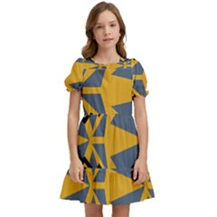 Abstract Pattern Geometric Backgrounds Kids  Puff Sleeved Dress