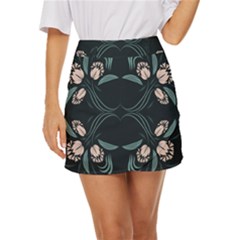 Folk Flowers Floral Art Print Flowers Abstract Art  Mini Front Wrap Skirt by Eskimos