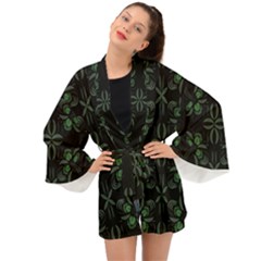 Folk Flowers Floral Art Print Flowers Abstract Art  Long Sleeve Kimono by Eskimos