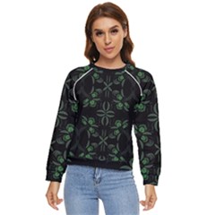 Folk Flowers Floral Art Print Flowers Abstract Art  Women s Long Sleeve Raglan Tee