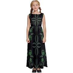 Folk Flowers Floral Art Print Flowers Abstract Art  Kids  Satin Sleeveless Maxi Dress