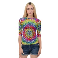 Rainbow Mushroom Mandala Quarter Sleeve Raglan Tee