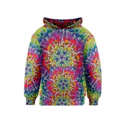 Rainbow Mushroom Mandala Kids  Pullover Hoodie by steampunkbabygirl